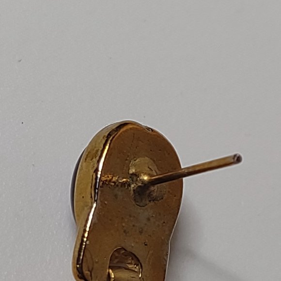 Purple Orange And Gold Tone Link Dangle Earrings - Picture 12 of 15